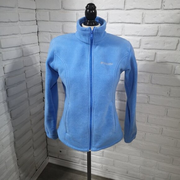 Columbia Ladies Size Medium Light Blue Full Zip Tapered Fleece Jacket - Picture 1 of 16
